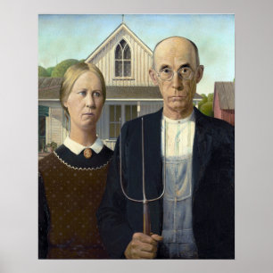 Poster Grant Wood "gothique américain"