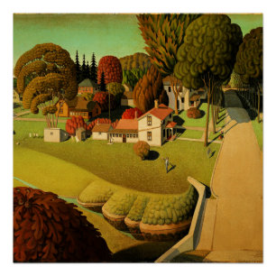 Poster Grant Wood - Le lieu de naissance d'Herbert Hoover