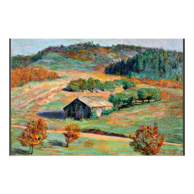 Poster Grant Wood - Paysage de l'automne (Devant)
