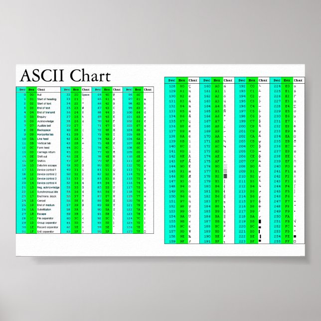 Poster Graphique ASCII pour tous (Devant)