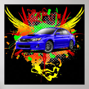 Poster graphique bleu WRX Impreza 2011