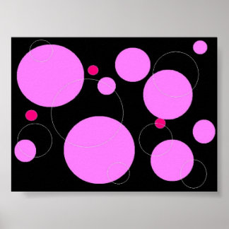 Poster Graphique circulaire rose et noir