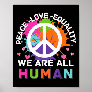 Poster Graphique coloré Nous sommes tous humains Paix amo