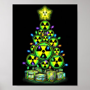 Poster Graphique d'arbre de Noël radioactif Avertissement