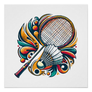 Poster Graphique de badminton