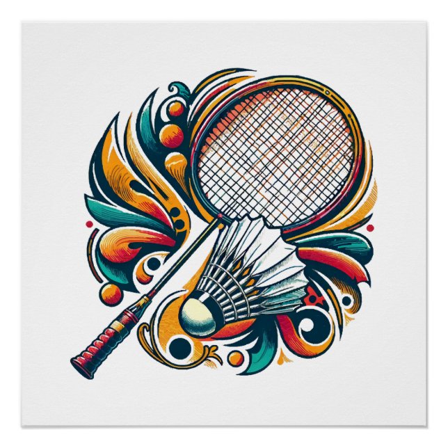 Poster Graphique de badminton (Devant)