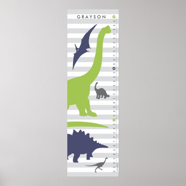 Poster Graphique de croissance de la pépinière de dinosau (Devant)
