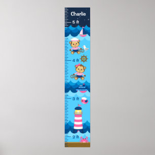 Poster Graphique de croissance de singe fille marine rose
