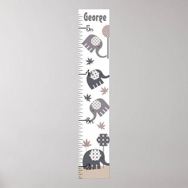 Poster Graphique de croissance des éléphants gris et bron (Devant)