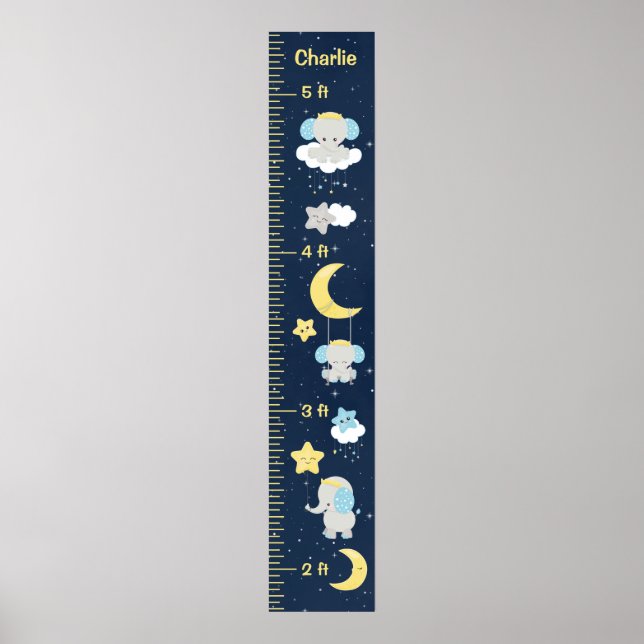 Poster Graphique de croissance des éléphants jaunes et ma (Devant)