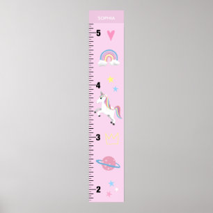 Poster Graphique de croissance des filles mignonne rose l