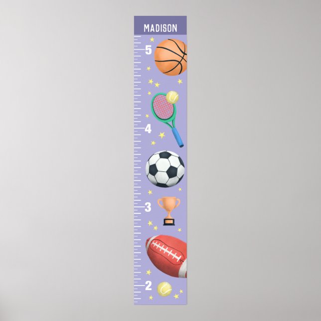 Poster Graphique de croissance des sports mignons pourpre (Devant)