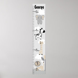 Poster Graphique de croissance gris des animaux de la Jun