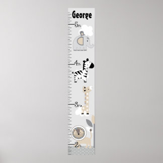 Poster Graphique de croissance gris des animaux de la Jun