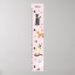 Poster Graphique de croissance pour chatons roses mignons