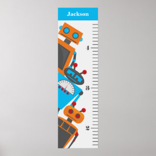 Poster Graphique de croissance Robot Trio Enfants