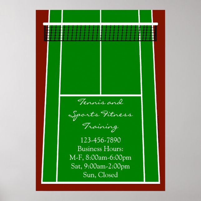 Poster Graphique de disposition du court de tennis (Devant)