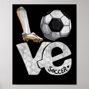 Poster Graphique de football dire amour coeur balle