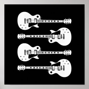 Poster Graphique de guitares électriques en blanc