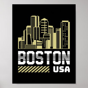 Poster Graphique de la skyline de Boston États-Unis   Vil