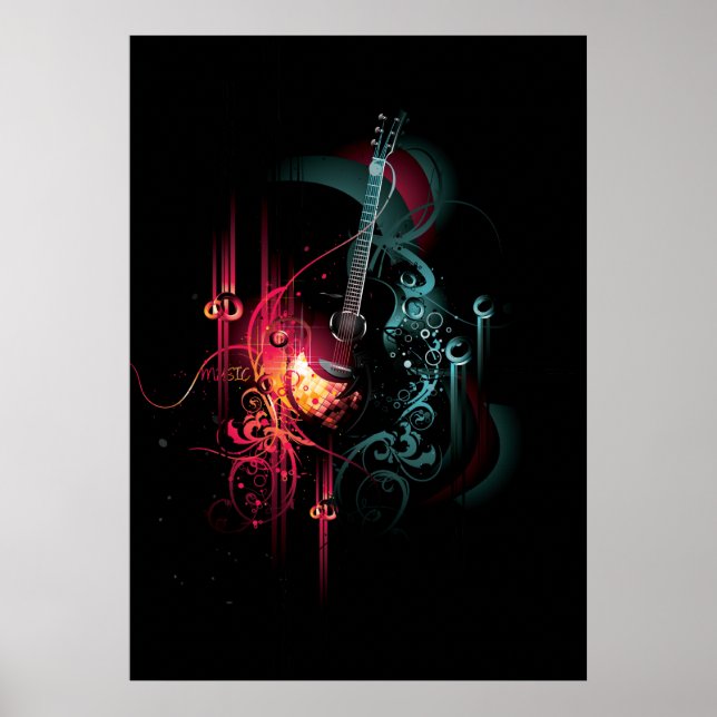 Poster Graphique de musique cool avec guitare (Devant)