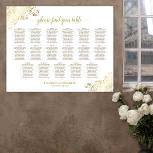 Poster Graphique de placement 17 Table Or Frivole Mariage