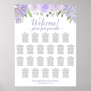 Poster Graphique de placement 22 tables mariage floral la