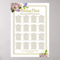 Graphique de placement de mariage à 16 tables Flor