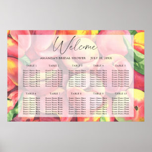 Poster Graphique de placement de mariage aux pêches aquar