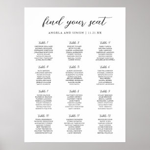 Poster Graphique de placement de mariage élégant moderne