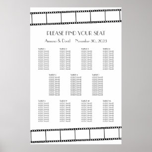 Poster Graphique de placement de mariage en bande de film