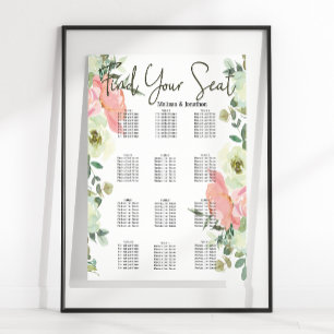 Poster Graphique de placement de mariage floral coquille