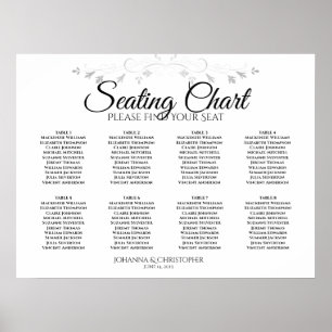 Poster Graphique de placement de mariage simple noir et b