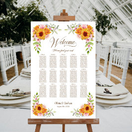 Poster Graphique de placement des invités de mariage Rose
