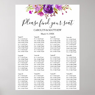 Poster Graphique de placement floral aquarelle lilas et v