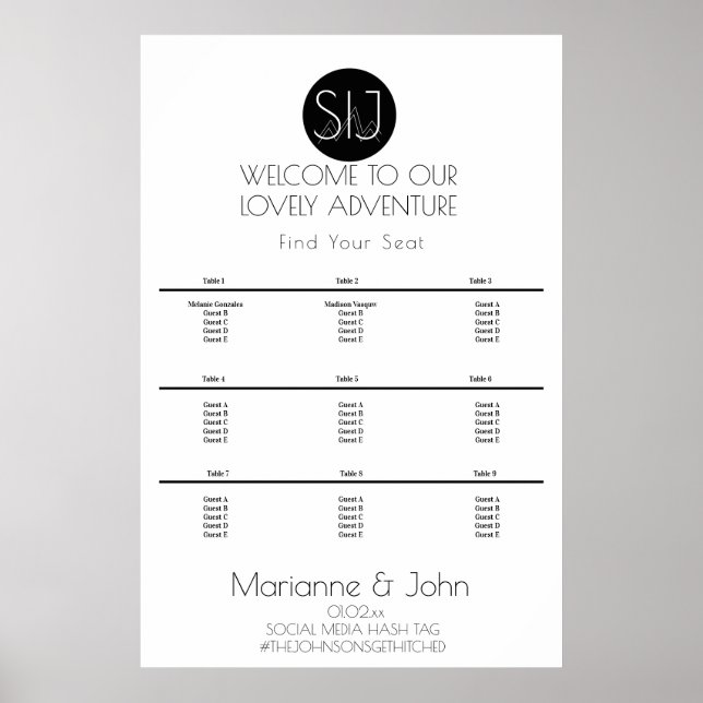 Poster Graphique de placement Minimaliste Montagne Logo (Devant)