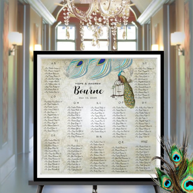 Poster Graphique de placement Peacock Blue Silver 12 Tabl (To see frame pricing, please enter your frame and mat options.)
