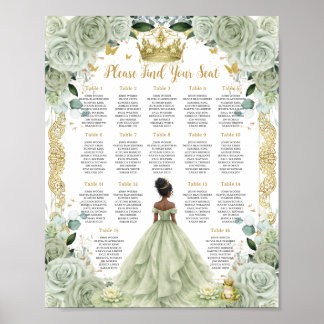 Poster Graphique de placement Vert Sage Floral Princesse 