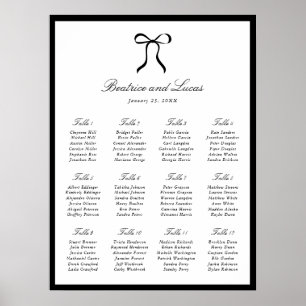 Poster Graphique de plan de table de mariage classique à