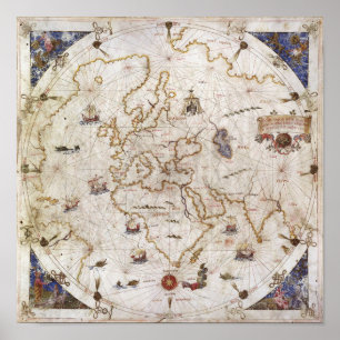 Poster Graphique de Portolan du monde   1519