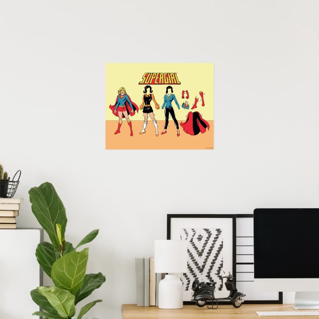 Poster Graphique de poupée en papier supergirl (Bureau à domicile)