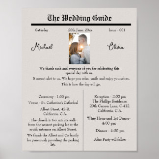 Poster Graphique de programme de mariage personnalisé