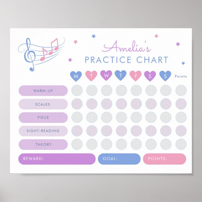 Poster Graphique de récompenses de la pratique de la musi (Devant)