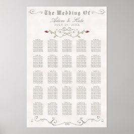 Poster GRAPHIQUE DE SIÈGE 201-250 | Élégant Mariage rouge