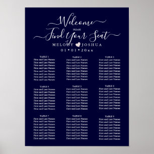 Poster GRAPHIQUE DE SIÈGE BLEUE MARINE COEUR BLEUS do-it-