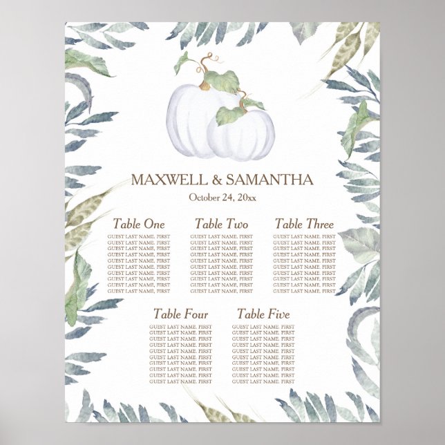 Poster GRAPHIQUE DE SIÈGE Citrouille blanc rustique (Devant)