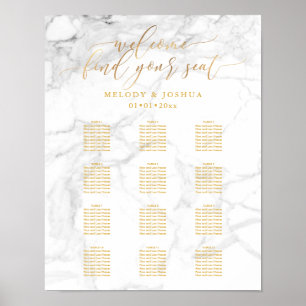 Poster Graphique de siège Marble+Faux Gold Script PixDezi