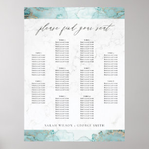 POSTER GRAPHIQUE DE SIÈGE MARIAGE AQUA MARBLE AGATE 10 TA