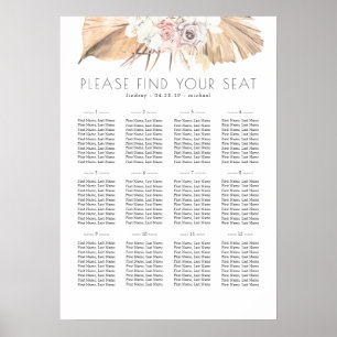 Poster Graphique de siège Mariage floral de feuillage tro