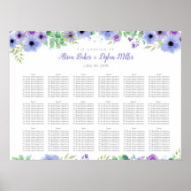 Graphique de siège Mariage floral violet romantiqu
